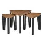 HOMCOM Set Of 3 Nesting Tables Walnut Wood Grain Finish