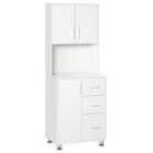 HOMCOM Modern Kitchen Cupboard Storage Organiser Microwave Cabinet White