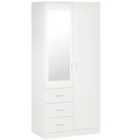 HOMCOM 2 Door Wardrobe With Mirror Adjustable Shelves 3 Drawers 180cm White