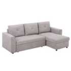 HOMCOM Upholstered Linen Look L Shaped Sofa Bed With Storage Grey