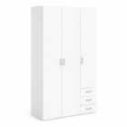 Furniture To Go Space Wardrobe 3 Doors 3 Drawers In White 2000