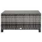 Outsunny Garden Rattan Side Tablewicker Coffee Desk Glass Top Mixed Grey