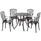 Outsunny 5pc Coffee Table Chairs Outdoor Furniture Set with Parasol Hole
