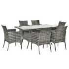 Outsunny 7Pc Rattan Garden Furniture Dining Set Wicker Patio Conservatory Seater