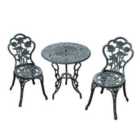 Outsunny Metal 3pc Floral Bistro Set - Antique Green