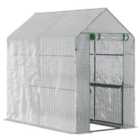Outsunny Walk In Greenhouse W/Shelves Steeple Grow House 186x 120 x 190cm White/Green
