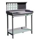 HOMCOM Outdoor Potting Table Bench Workstation Planting Wood Shelves