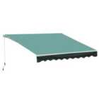 Outsunny Garden Sun Shade Canopy Retractable Awning 3 x 2.5M Green