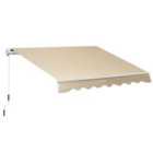 Outsunny 2.5 x 2m Manual Awning Canopy W/ Winding Handle - Cream