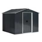 Outsunny 8 x 6Ft Garden Storage Shed With Double Sliding Door Outdoor Grey