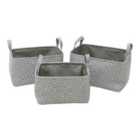 Jvl Argyle Set Of 3 Rectangular Storage Baskets
