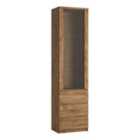 Furniture To Go Fribo Tall Narrow 1 Door 3 Drawer Glazed Display Cabinet In Oak Effect