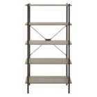 5 Tier Shelf Unit Grey Oak Effect Brown Frame Wide