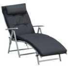 Outsunny Padded Recliner Sun Lounger w/ 7 Levels - Black