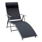 Outsunny Foldable Recliner Sun Lounger w/ 7 Levels - Black