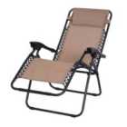 Outsunny Zero Gravity Lounger w/ Head Pillow - Beige