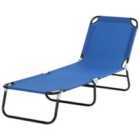 Outsunny Portable Folding Sun Lounger w/ 4-position Adjustable Backrest - Blue