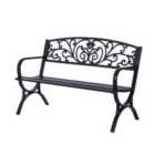 Outsunny 2 Seater Garden Vintage Metal Bench/Loveseat - Black