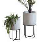 Brixton Metal Planter Set Of 2 White 300x580Mm