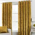 Paoletti Verona Crushed Velvet Ringtop Eyelet Curtains (Pair) Polyester Ochre (229X137Cm)