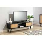 Desser Manhattan Wide Rattan TV Stand With Storage In Black
