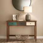 Pine Wood Multicoloured 3 Drawer Console Table
