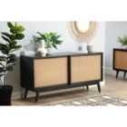 Desser Manhattan Sliding 2 Door Rattan Sideboard In Black