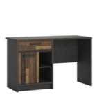 Furniture To Go Brooklyn Desk w/ 1 Door And 1 Drawer - Walnut/Dark Grey