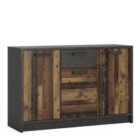 Furniture To Go Brooklyn Cabinet With 3 Doors And 1 Drawer In Walnut And Dark Matera Grey