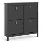 Furniture To Go Barcelona Shoe Cabinet 4 Compartments In Matt Black
