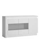 Furniture To Go Lyon 3 Door Glazed Sideboard Including LED Lighting In White And High Gloss