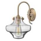 Congress 1 Light Clear Glass Wall Light Brushed Caramel