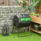 Outsunny 160L Outdoor Tumbling Compost Bin w/ Dual Chamber - Black