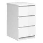 Furniture To Go Naia Bedside 3 Drawers In White High Gloss