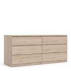 Furniture To Go Naia Wide Chest Of 6 Drawers (3+3) In Jackson Hickory Oak Effect