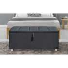 SleepOn Linen Grey Fabric Storage Ottoman Blanket Box With Chrome Feet