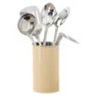 5 Piece Cream Enamel Canister Kitchen Utensils Set