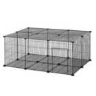 PawHut Diy Pet Playpen Cage 22 Piece - Black