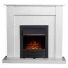 Adam 2kW Sutton Fireplace in Pure White with Colorado Electric Fire in Black 43 Inch