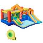 Outsunny Kids Bounce Castle Double Slides & Trampoline Design With Inflator