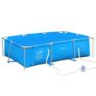 Outsunny Steel Frame Swimming Pool With Filter Pump And Reinforced Sidewalls - Blue