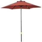 Outsunny 2m Parasol w/ 6 Ribs - Wine Red