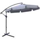 Outsunny 2.7m Garden Cantilever Banana Parasol - Dark Grey