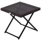 Outsunny Folding Square Rattan Coffee Table Bistro Balcony Garden Steel Outdoor