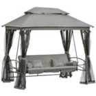 Outsunny 3 Seater Swing Chair Hammock Gazebo Patio Bench - Outdoor Grey