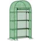 Outsunny 80 X 49 X 160Cm Mini Greenhouse Portable Green House With Storage Shelf - Green