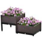 Outsunny 2-piece Raised Garden Bed Planter Box For Flowers Vegetables Herbs - Brown