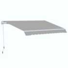 Outsunny 4X2.5M Manual Awning Window Door Sun Weather Shade With Handle - Light Grey
