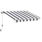 Outsunny Garden Retractable Awning 4x3m - Blue/White