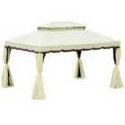 Outsunny Aluminum Frame Patio Gazebo Canopy Double Tier Garden Shelter - Cream